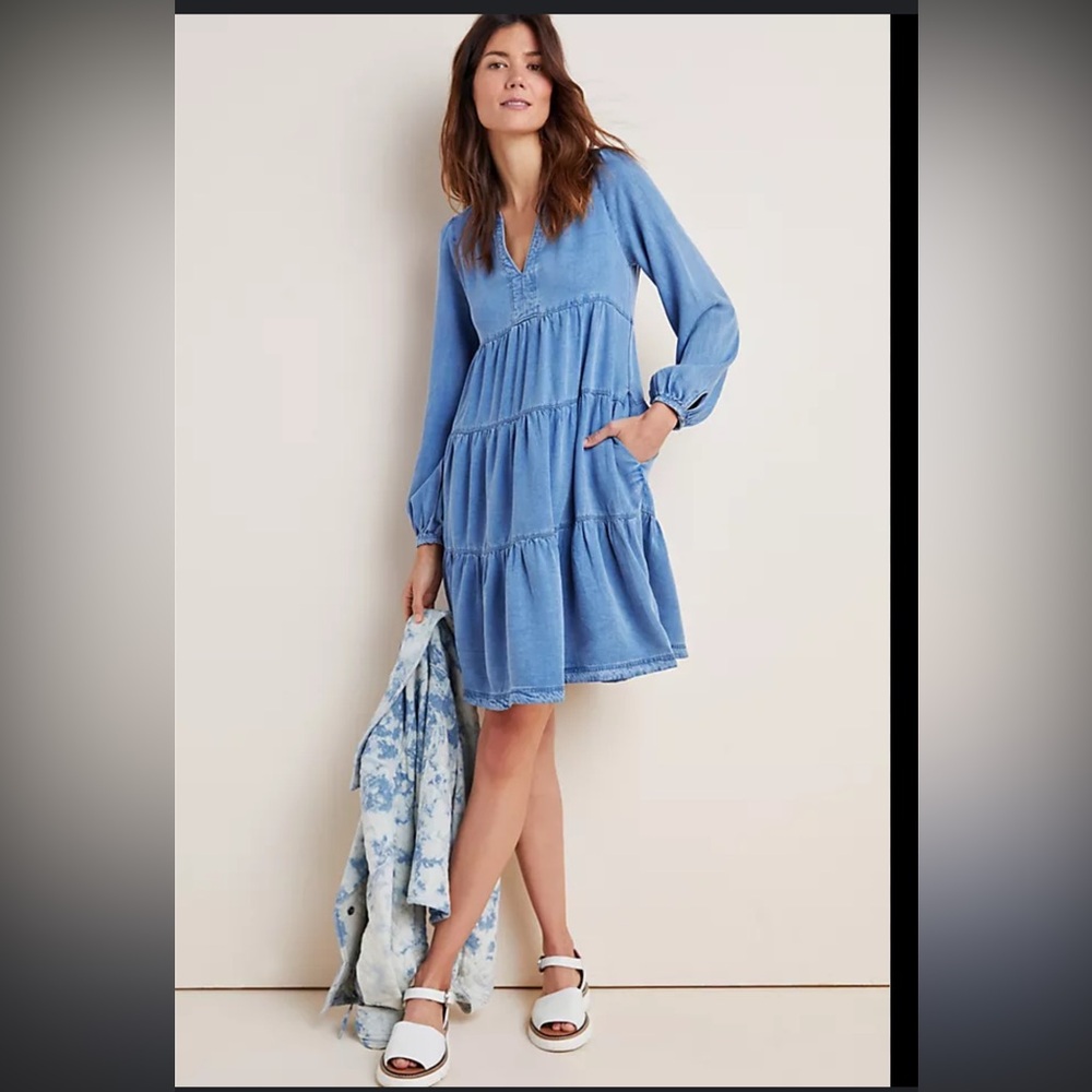 Maeve Denim Blue Layered Dress